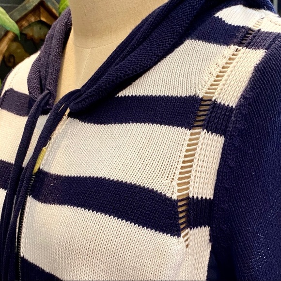 Anthropologie navy stripe hoodie zip sweater - Picture 4 of 9